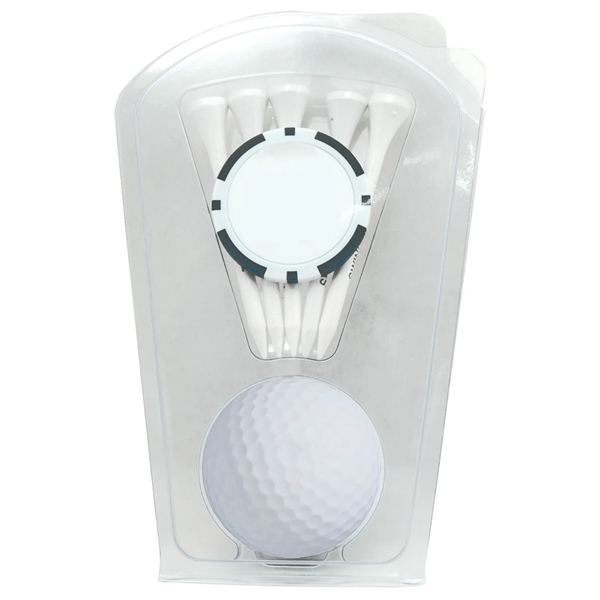 Black color option for Golf Ball Clamshell With Poker Chip And Five Golf Tees