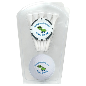 Photo of Golf Ball Clamshell With Poker Chip And Five Golf Tees