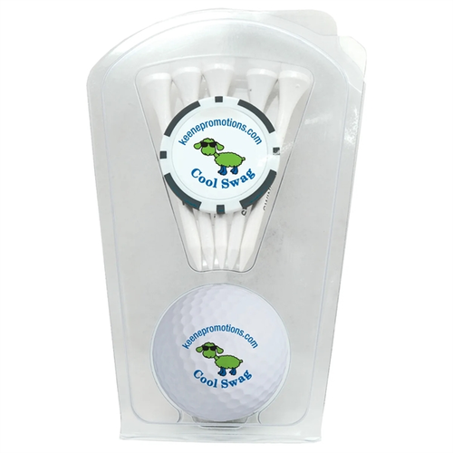 Main photo of Golf Ball Clamshell With Poker Chip And Five Golf Tees