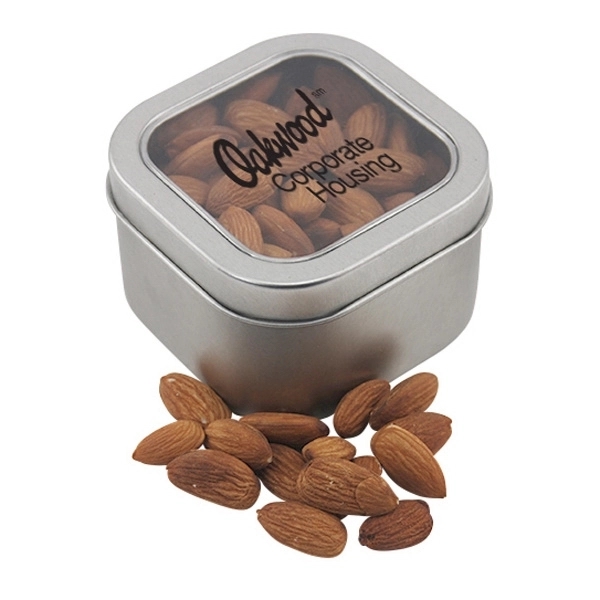 Silver color option for Large Tin With Window Lid And Almonds