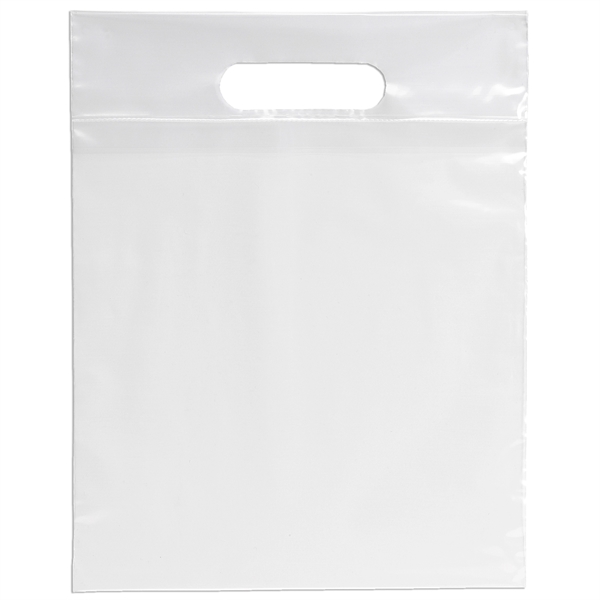 Clear color option for 9 1/2 W X 12 H Die Cut Handle Bag   Flexo Ink Print
