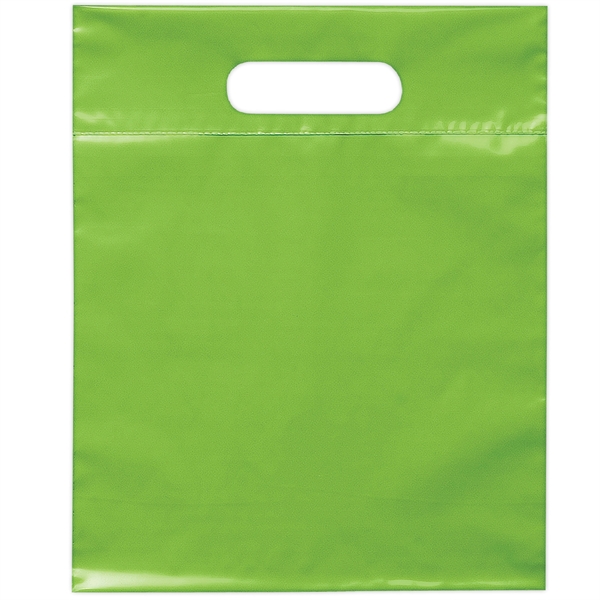 Lime Green color option for 9 1/2 W X 12 H Die Cut Handle Bag   Flexo Ink Print