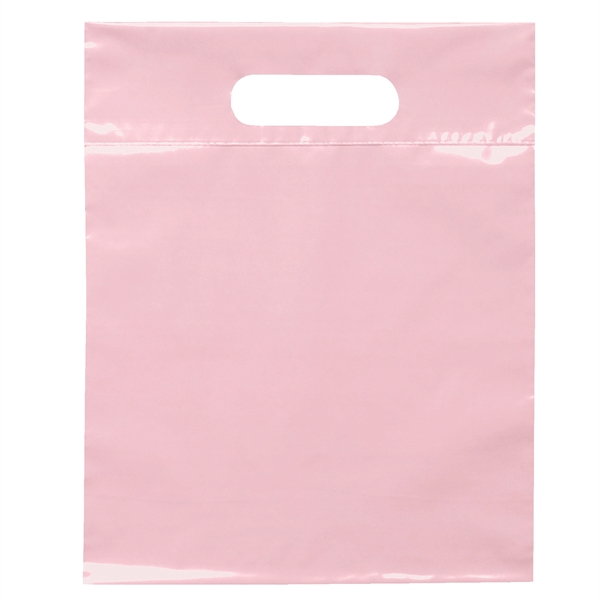 Pink color option for 9 1/2 W X 12 H Die Cut Handle Bag   Flexo Ink Print