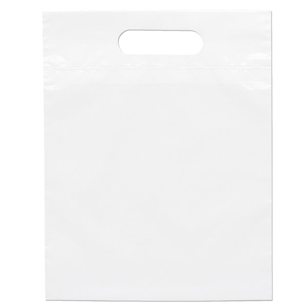 White color option for 9 1/2 W X 12 H Die Cut Handle Bag   Flexo Ink Print