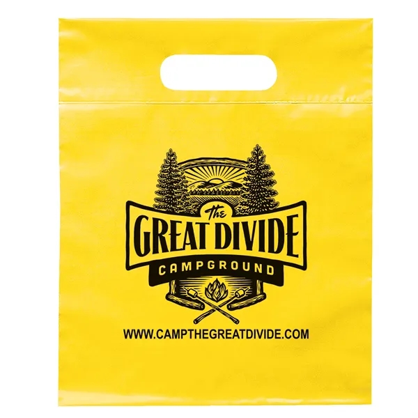Yellow color option for 9 1/2 W X 12 H Die Cut Handle Bag   Flexo Ink Print