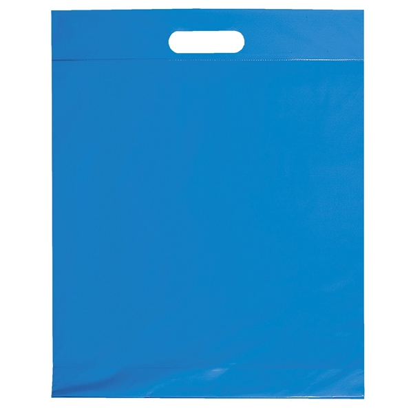 Brite Blue color option for 12 W X 15 H Die Cut Handle Bag   Flexo Ink Print