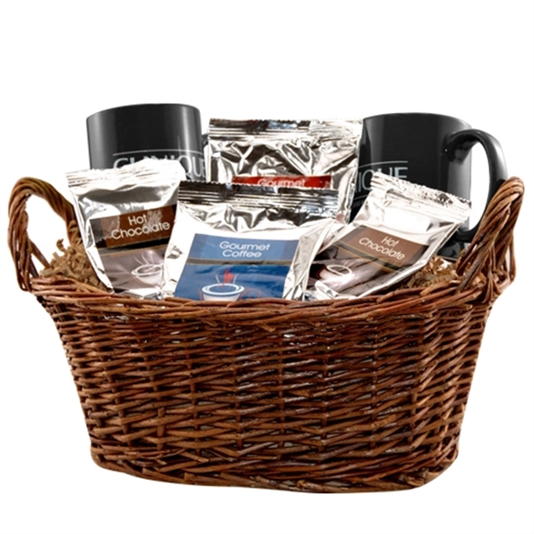 Brown color option for Gift Basket With Coffee, Tea And Mugs