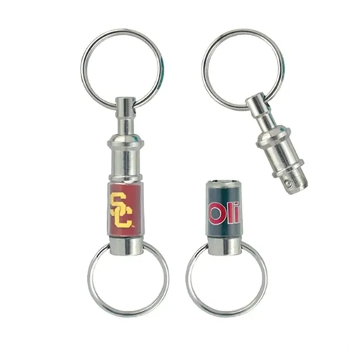 Photo of Solid Nickel Plated Brass Pull A Part Keytag 1 3/4"X3/4"