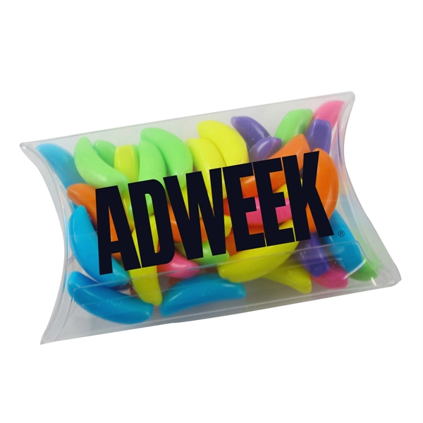 Clear color option for Small Pillow Acetate Box With Silly Bananas Candies