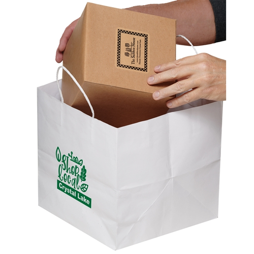 Main photo of White Kraft Twisted Paper Handle Take Out Bag   Flexo