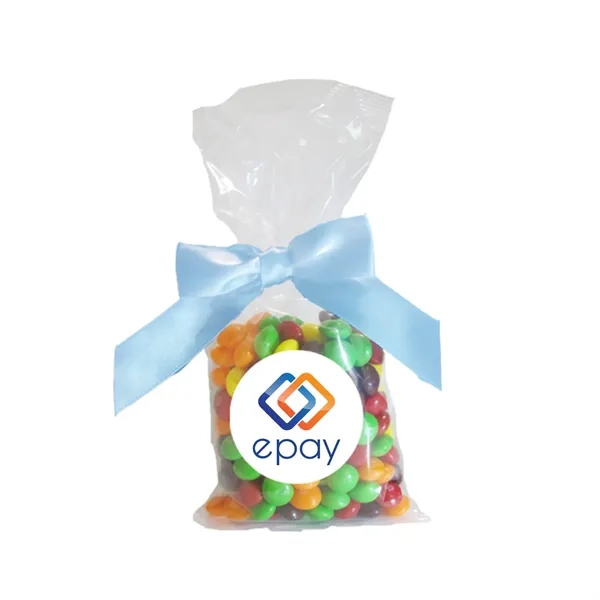 Clear color option for Skittles® Candy In Stand Up Mug Drop Bag With Bow