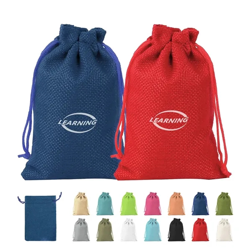 Photo of Reusable Burlap Drawstring Gift Pouch Bag 4"X6"