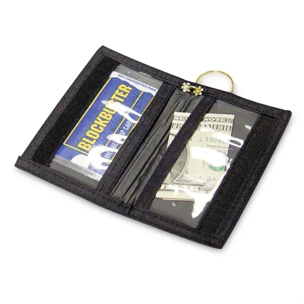 Black color option for Nylon Keyring Wallet With Clear And Exterior Pockets