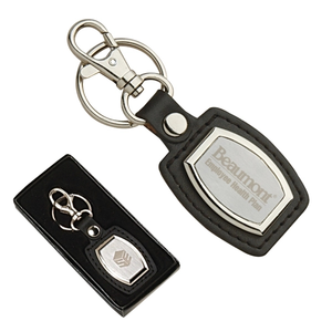 Photo of Leather And Brushed Plate Keyring