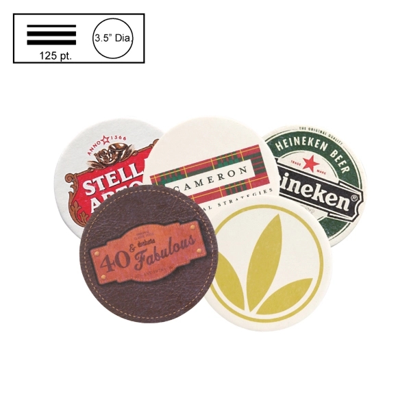 White color option for 3.5" Circle Heavy Weight Pulpboard Coaster W/4 Color Process