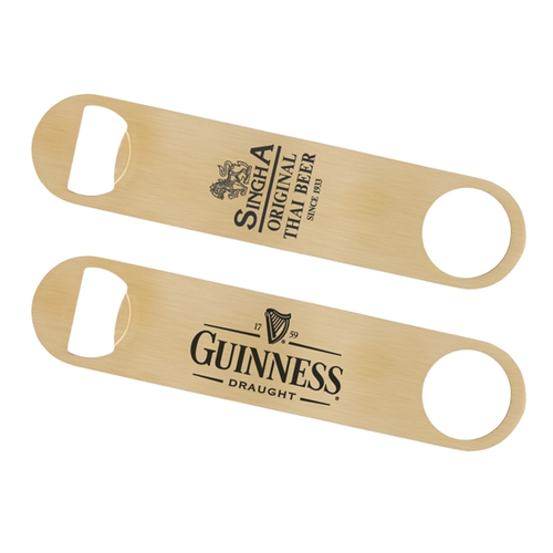 Main photo of Paddle Style Brushed Gold Bottle Opener