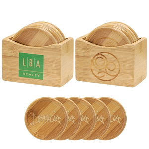 Photo of 5 Piece Bamboo Coaster Set With Stand