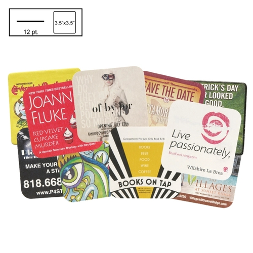 Main photo of 3.5" Square Light Weight Pulpboard Coaster W/4 Color Process