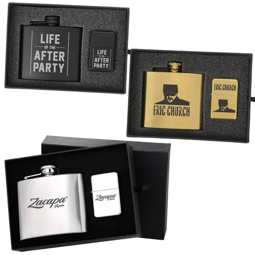 Main photo of 5 Oz. Flask & Oil Flip Top Lighter Gift Set