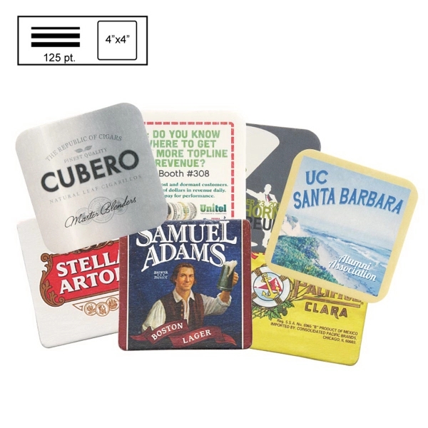 White color option for 4" Square Heavy Weight (125 Pt) Pulpboard Coaster