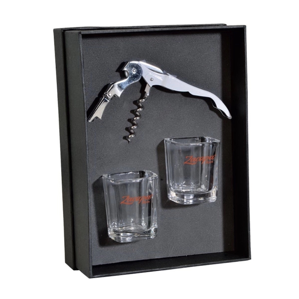 Black color option for Lachlan Waiter's Corkscrew & Shot Glass Gift Set