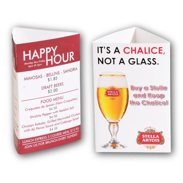 White color option for Small 3 Sided 11 Pt. Glossy Table Tent