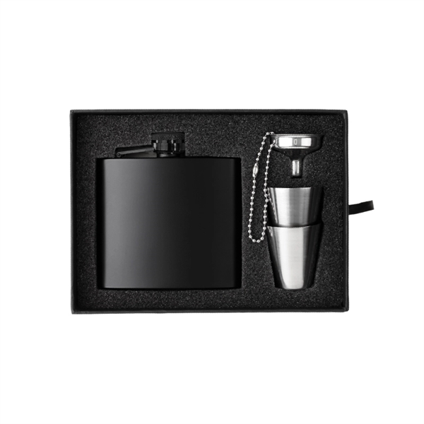 Black color option for The Kenzie Flask, Shot Glass And Funnel Gift Set