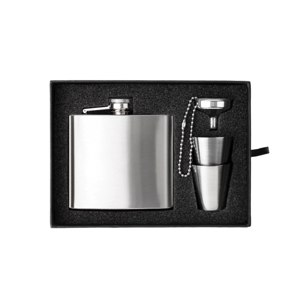 Silver color option for The Kenzie Flask, Shot Glass And Funnel Gift Set