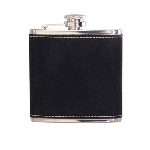 Black color option for Leatherette Wrapped 6 Oz. Stainless Steel Hip Flask