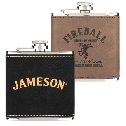 Main photo of Leatherette Wrapped 6 Oz. Stainless Steel Hip Flask