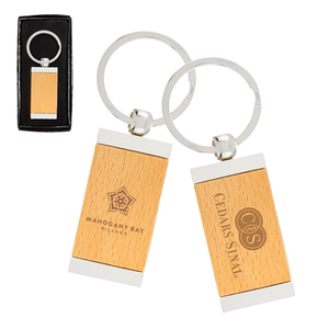 Photo of Sterling Silver Plated Bamboo Rectangle Keyring
