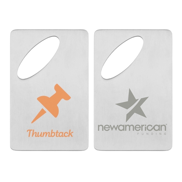 Silver color option for Oval Credit Card Brushed Finish Bottle Opener