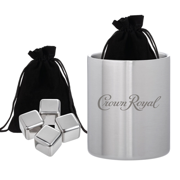 Stainless Steel color option for Mc Graw's Whiskey Cup & Cube Set