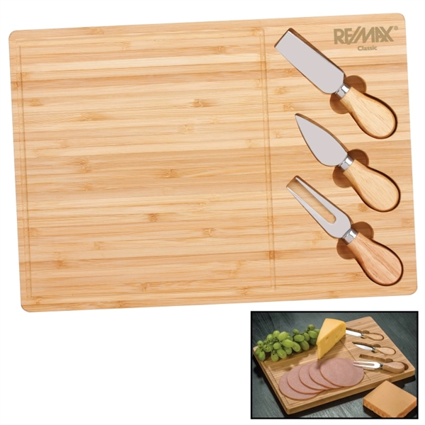Bamboo color option for Astor Bamboo Cheese Board Knife Set
