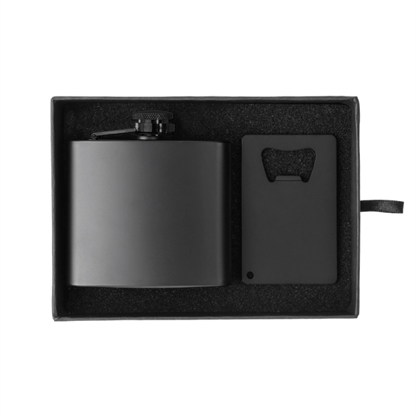 Black color option for Crafter 5 Oz. Flask And Bottle Opener Gift Set
