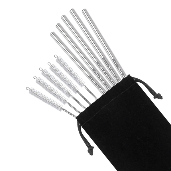 Black color option for Stainless Steel Straw 5 Pack With Pipe Cleaner Brush
