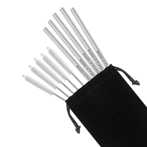 Main photo of Stainless Steel Straw 5 Pack With Pipe Cleaner Brush