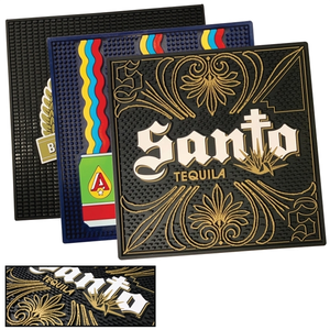 Photo of Heavy Duty Vinyl Bar Counter Rail Mat   14" X 14"