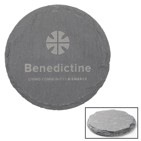 Gray color option for Natural Slate Stone Round Coaster