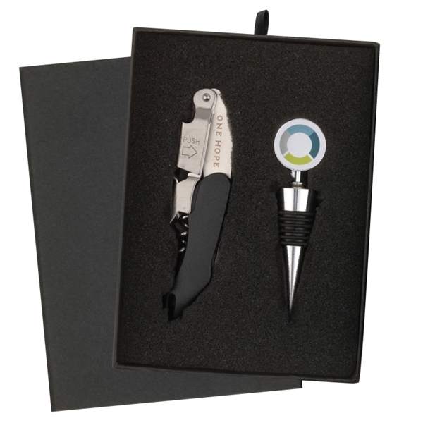 Black color option for Premium Waiter's Corkscrew And Wine Stopper Gift Set