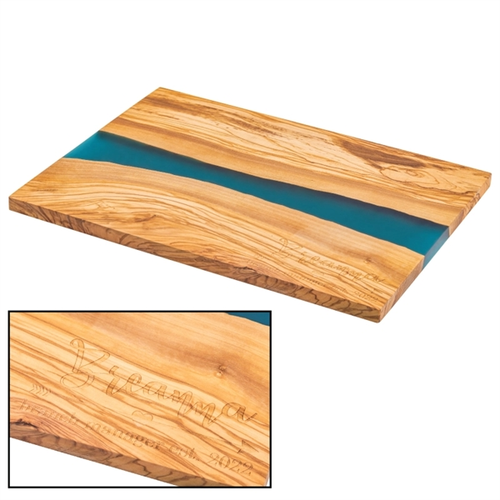 Main photo of Olive Wood & Blue Resin Serving Cutting Board