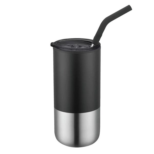 Black color option for Emery 18 Oz. Double Walled Stainless Steel Tumbler W/Straw