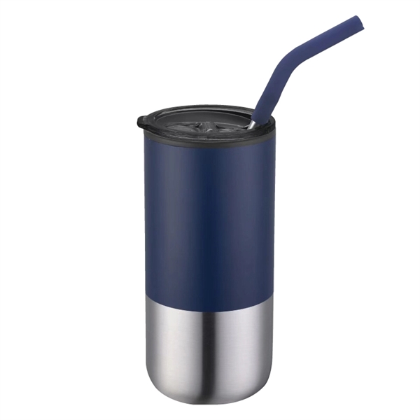 Navy Blue color option for Emery 18 Oz. Double Walled Stainless Steel Tumbler W/Straw