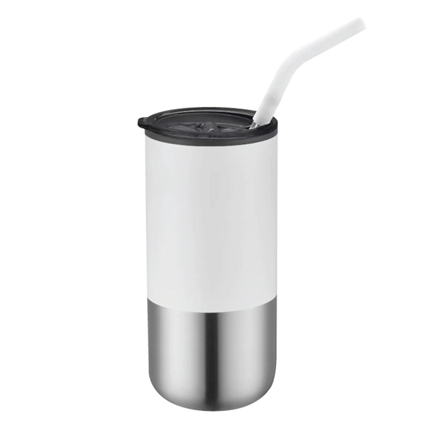 White color option for Emery 18 Oz. Double Walled Stainless Steel Tumbler W/Straw
