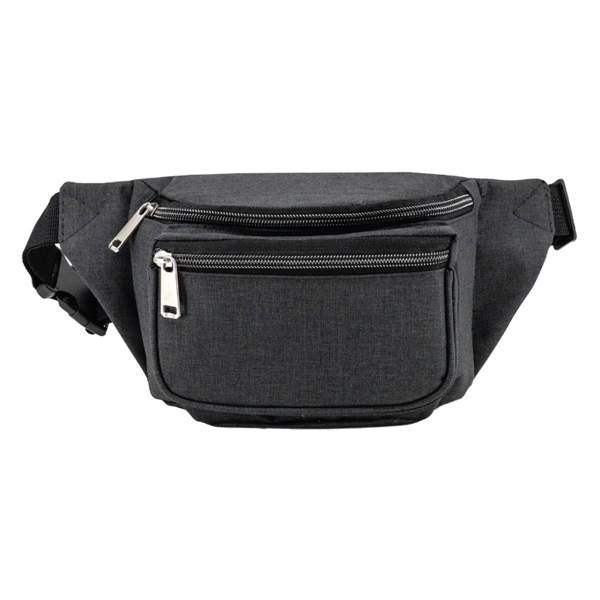 Charcoal color option for Heather Triple Zipper Fanny Pack