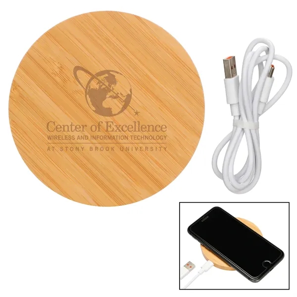 Bamboo color option for 15w Round Bamboo Qi Wireless Puck Charging Pad
