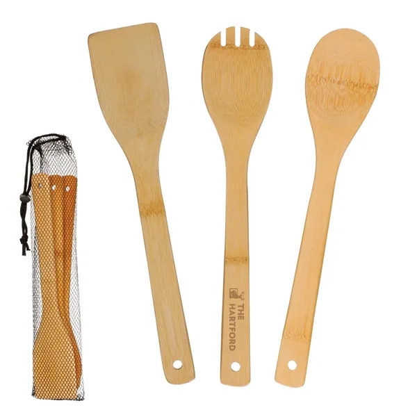 Bamboo color option for 3 Piece Bamboo Cooking Utensil Set