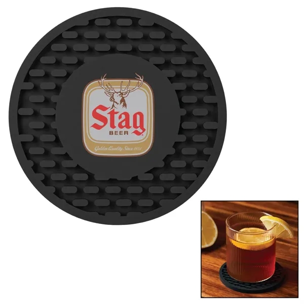 Black color option for Heavy Duty Round Pvc Soft Rubber Coaster