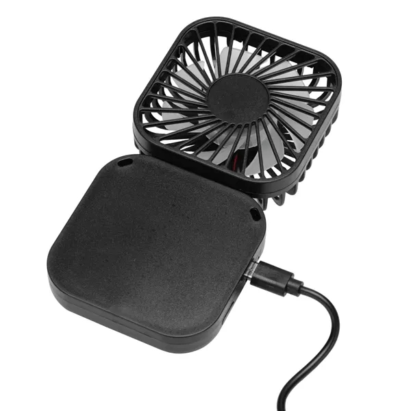 Black color option for Handheld Rechargeable Folding Mini Usb Fan W/Lanyard