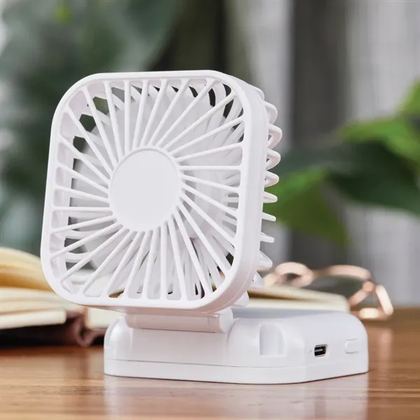 White color option for Handheld Rechargeable Folding Mini Usb Fan W/Lanyard